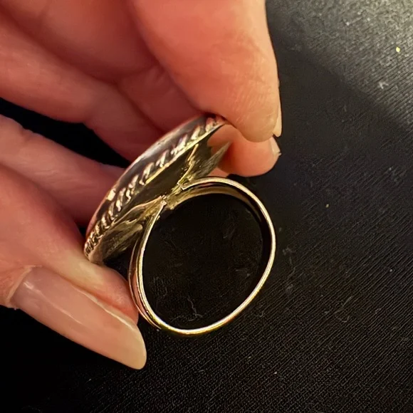 Vintage abalone  and sterling silver ring. Size 6 - Picture 7 of 8